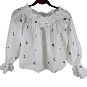 NWOT Zara Embroidered Off the shoulder top‎ Size XS